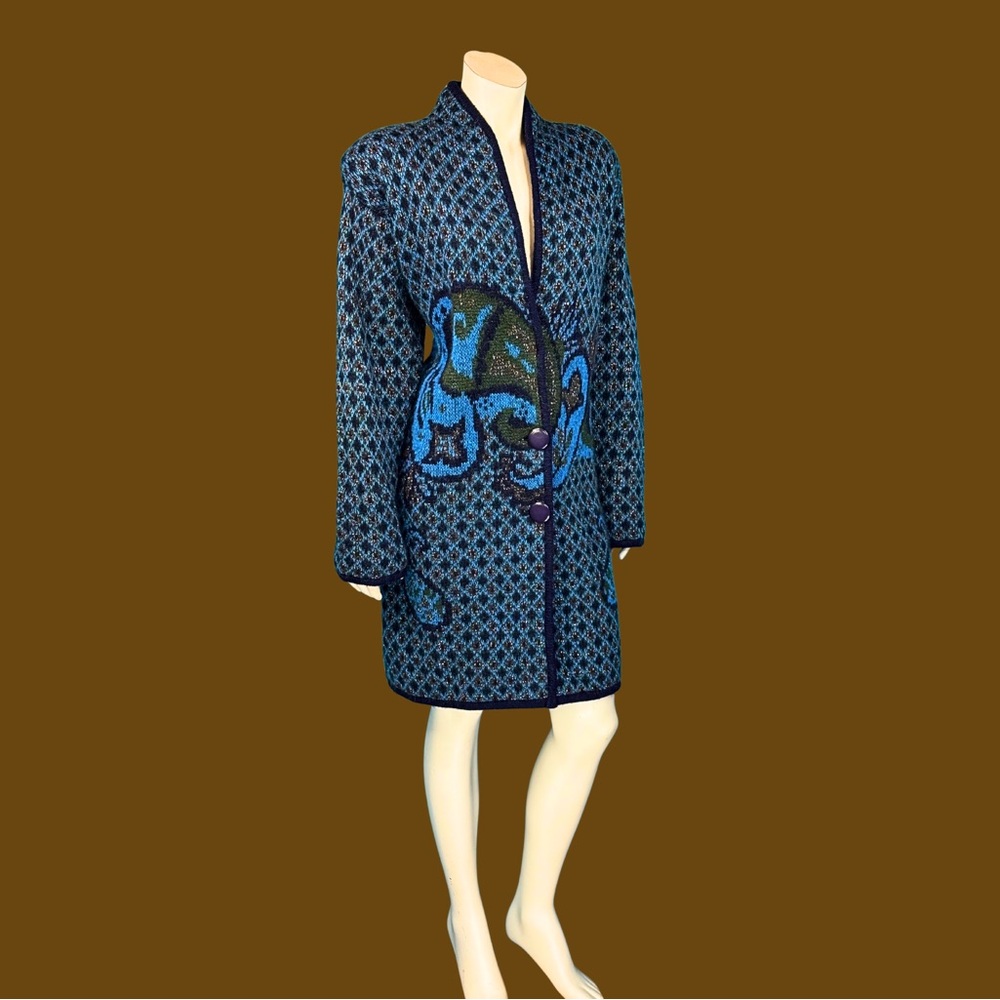 Vintage 1980s Oversized Paisley Sweater Coat / M L - Picture 6 of 12